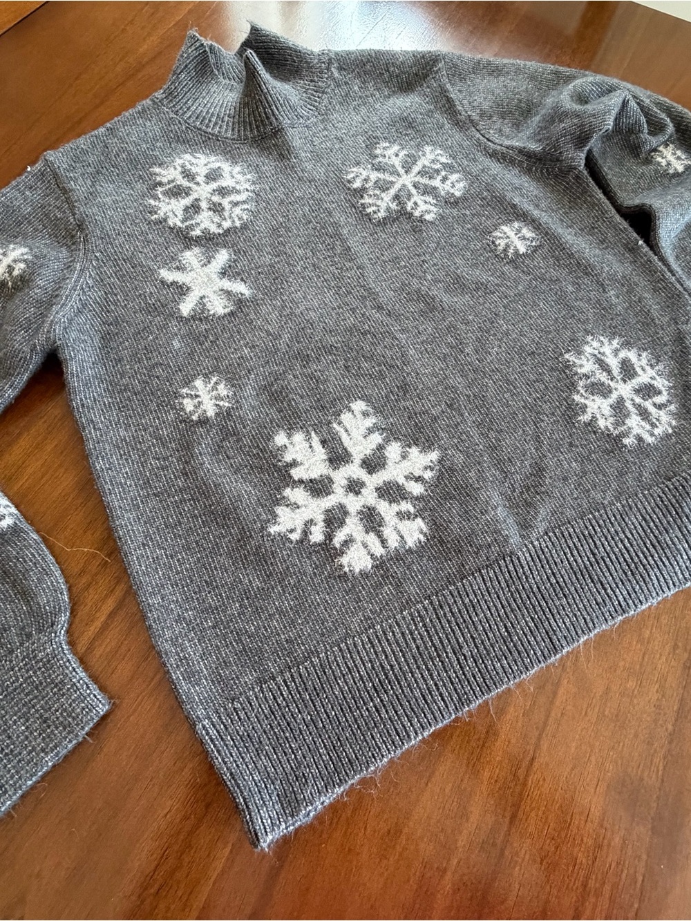 Cozy Gray Snowflake Women’s Knit Sweater